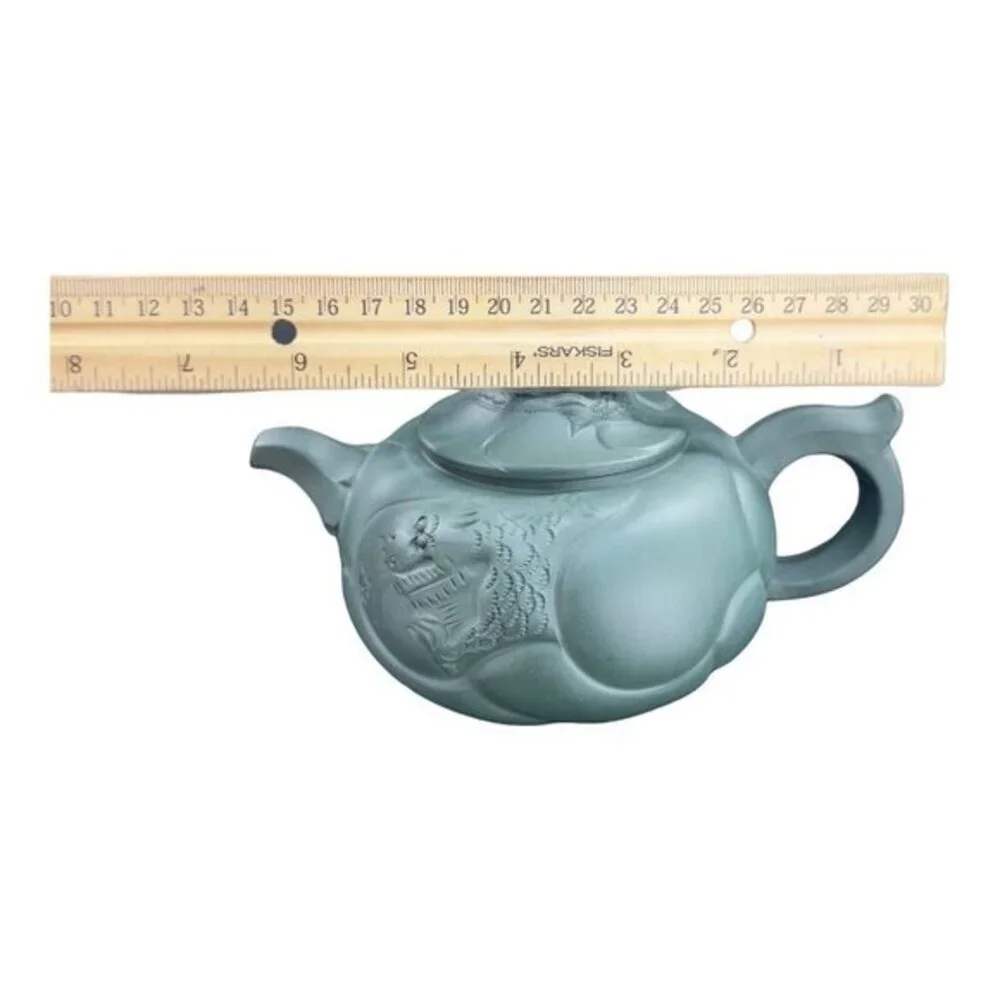 Chinese Yixing‎ Zisha Green Clay Teapot Marked Pottery Dragon Serpent Tongue Out